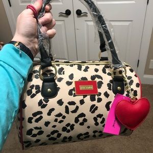 Betsey Johnson cheetah print leather handbag. NWT